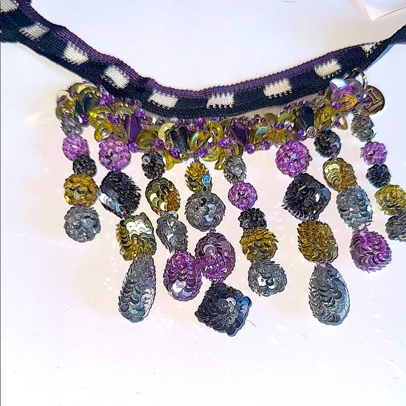 Stunning Missoni Purple and Gold Dangle Necklace - Picture 8 of 11